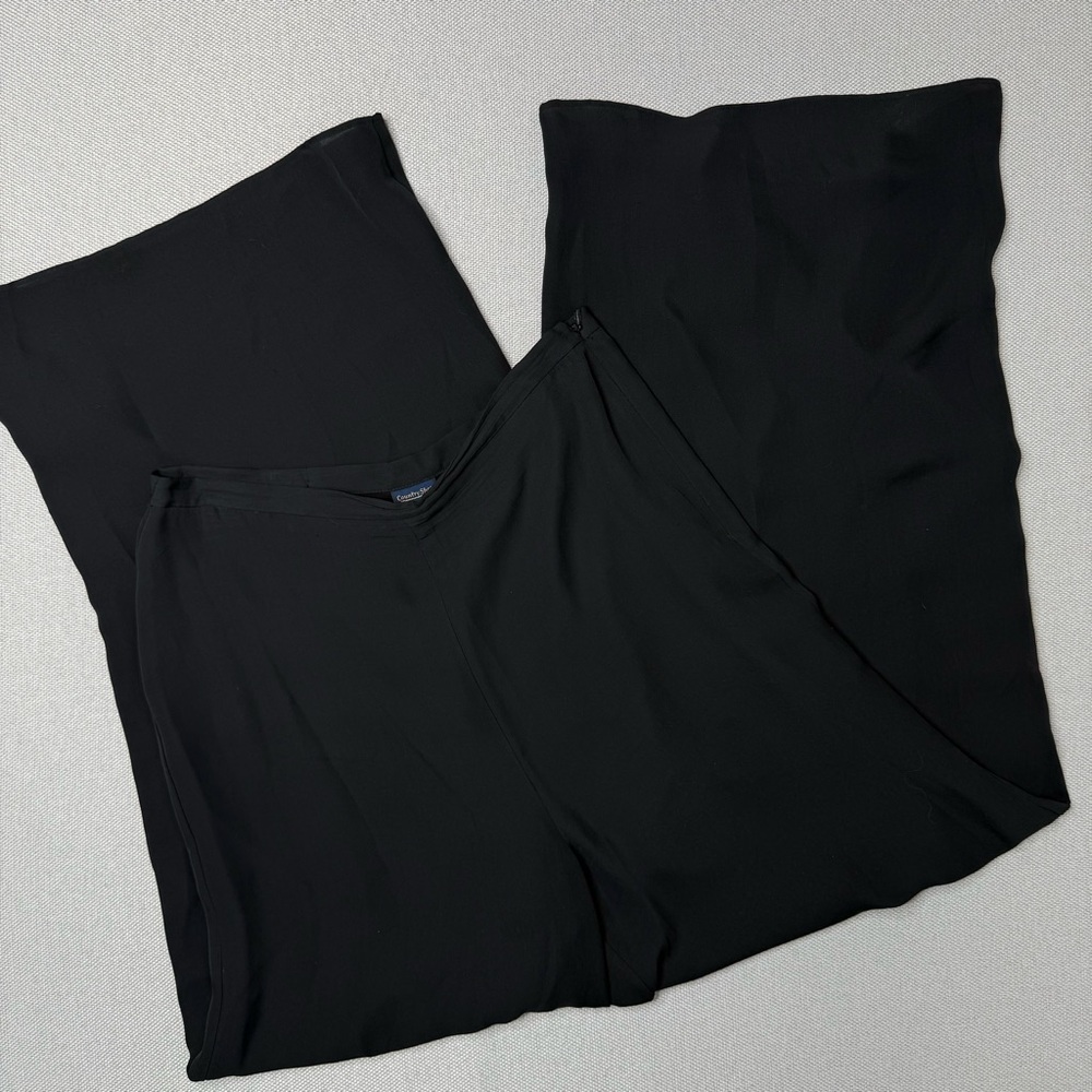 Vintage Country Shop Black Flowy Wide‎ Leg Pants 100% Silk